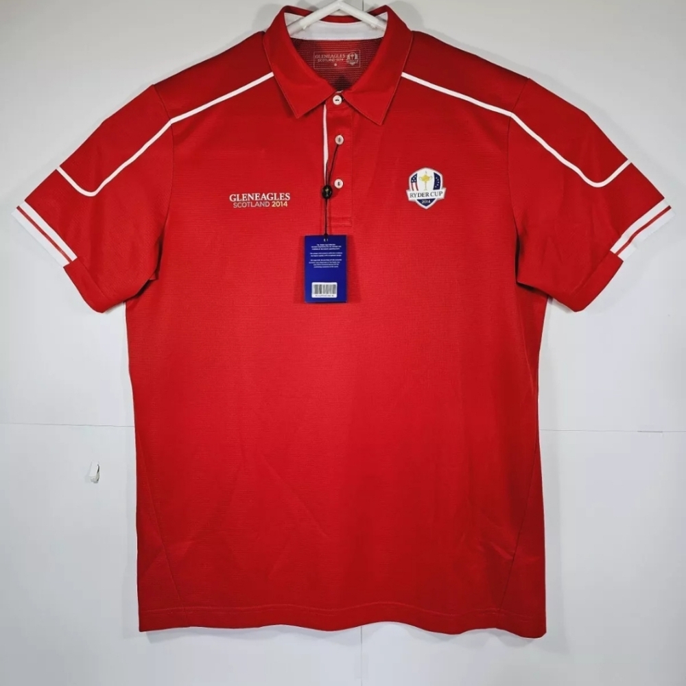 NWT Gleneagles Scotland 2014 Ryder Cup Mens XL Golf Shirt Polo Red